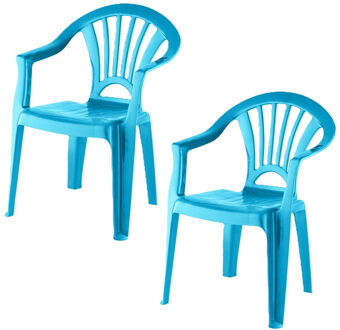 2x Kinderstoelen blauw kunststof 37 x 31 x 51 cm
