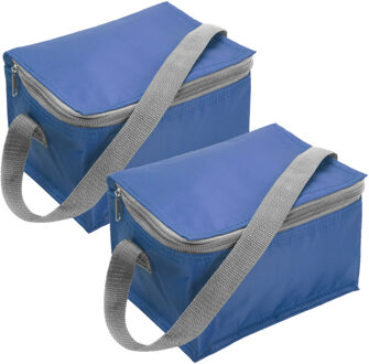 2x kleine koeltas voor 6 blikjes - blauw - lunch-drankjes-medicijnen - 20 x 13 x 13 cm