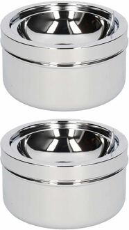 2x Klep/terras asbakken zilver 11 cm