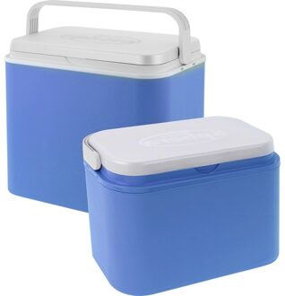 2x Koelboxen Kunststof 10/24 Liter - Koelboxen Set 2 Stuks Blauw