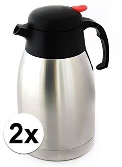2x Koffiekannen/thermoskannen dubbelwandig 1,5 liter - Action products