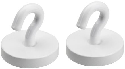 2x Kunststof ophang magneten met haak - ronde magnetische haakjes 2 cm