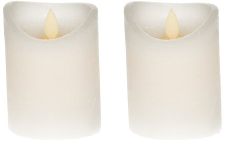 2x LED kaars/stompkaars wit 10 cm Flame met flakkerende vlam - Action products