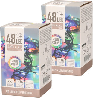 2x LED kerstverlichting op batterij gekleurd buiten 48 lampjes