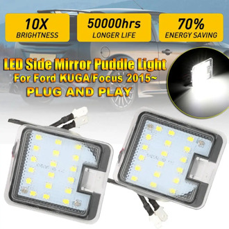 2x LED Side Mirror Puddle Light Led Under Rearview Mirror Light 6000K Signal Lamp Car-styling Auto Replacement for Ford Kuga Foc