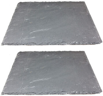 2x Leisteen serveerplanken/onderzetters 30 x 30 cm