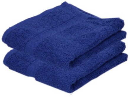 2x Luxe handdoeken blauw 50 x 90 cm 550 grams - Badkamer textiel badhanddoeken