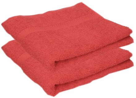 2x Luxe handdoeken rood 50 x 90 cm 550 grams - Badkamer textiel badhanddoeken