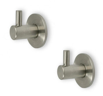 2x Luxe handdoekhaken / ophanghaken zilver van hoogwaardig RVS voor handdoek/theedoek 2,7 x 3,8 cm