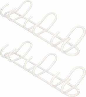2x Luxe kapstokken / jashaken met 3x dubbele haak - hoogwaardig aluminium - 14,5 x 40 cm - witte wandkapstokken / garderobe haakjes / deurkapstokken