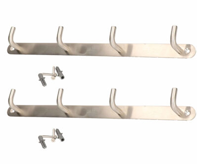 2x Luxe kapstokken / jashaken / wandkapstokken RVS 4x jashaken 3,4 x 31 cm
