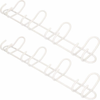 2x Luxe kapstokken / jashaken / wandstokken wit aluminium 4x dubbele haak 14,5 x 53 cm