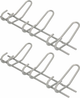 2x Luxe kapstokken / jashaken zilver met 3x dubbele smalle haak - hoogwaardig metaal - 16,5 x 39 cm - wandkapstokken / garderobe haakjes / deurkapstokken