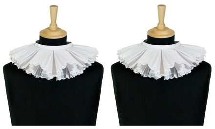 2x Luxe Pieten kraag wit geborduurd
