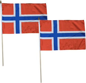 2x Luxe zwaaivlaggen/handvlaggetjes Noorwegen