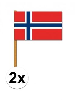 2x Luxe zwaaivlaggen Noorwegen 30 x 45 cm Multi