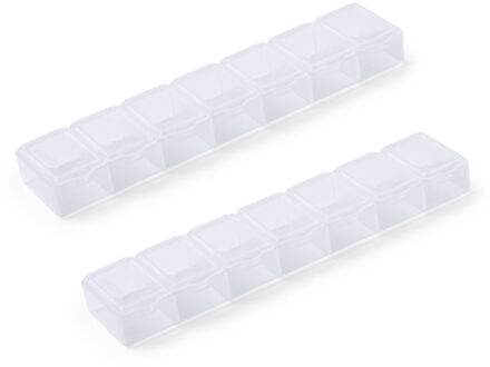 2x Medicijnen doos/pillendoos 7 daags transparant 15 cm