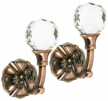 2x Metalen Kristallen Bol Gordijn Tie Backs Deur Muur Kwastje Haken Houder Hanger ONS rood bronzen
