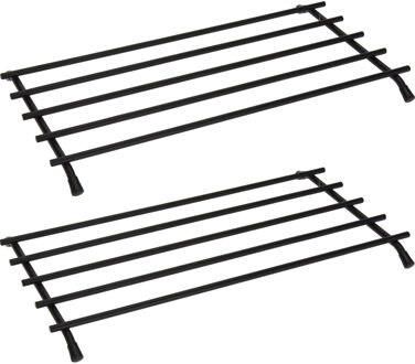 2x Metalen zwarte pannen/ovenschalen onderzetters 35 x 20 cm - Keukenbenodigdheden - Kookbenodigdheden - Tafel dekken - Pannenonderzetter - Pannen/ovenschalen onderzetters van metaal