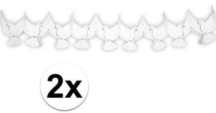 2x Mini bruiloft slingers witte duif 200 cm