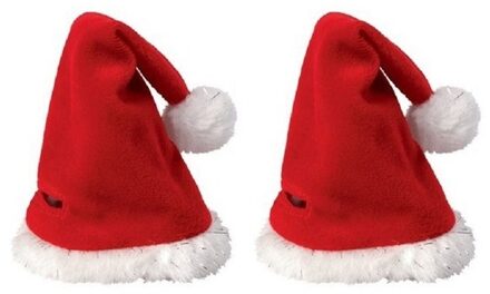 2x Mini kerstmutsjes rood - kerstmutsen voor huisdieren / poppen