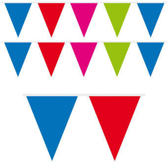 2x Mini vlaggenlijn / slinger - 300 cm - multi colour / gekleurd