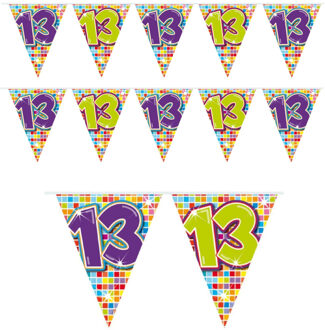 2x  Mini vlaggenlijn / slinger - verjaardag 13 jaar - 300 cm