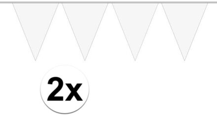 2x Mini vlaggenlijn / slinger versiering wit