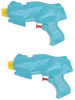 2x Mini waterpistolen/waterpistool blauw van 15 cm kinderspeelgoed