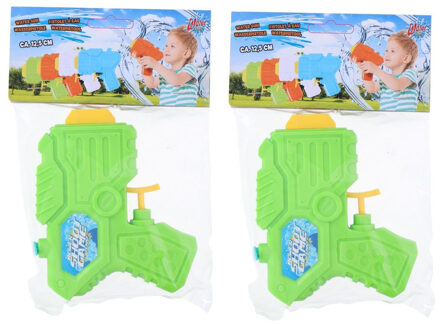 2x Mini waterpistolen/waterpistool groen van 12 cm kinderspeelgoed