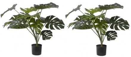 2x Monstera kunstplant 85 cm - Kunstplanten Groen