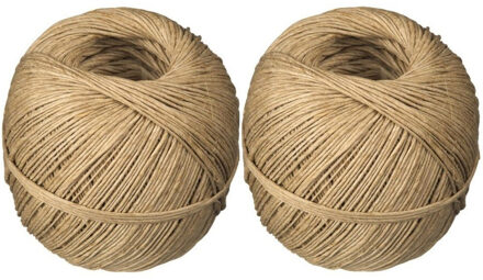 2x Naturel touw 40 meter op rol - 2 mm - Hennep 200 grams - Klus/tuin/hobby touw/draad