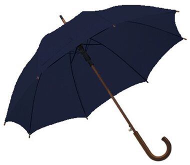 2x Navy blauwe paraplu met houten handvat 103 cm - Action products