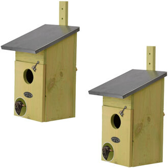 2x Nestkasten / nestkastjes spreeuw 39 cm - Vogelhuisjes Bruin