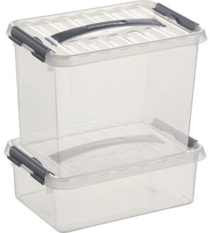 2x Opberg boxen/opbergdozen set 4 en 9 liter 30 cm kunststof