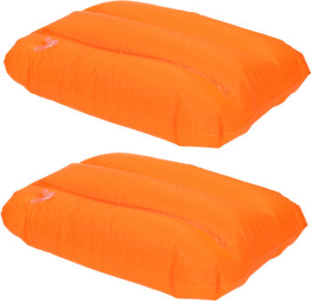 2x Opblaasbare kussentjes oranje 28 x 19 cm