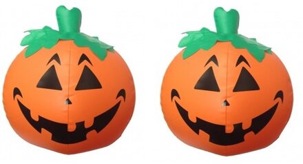 2x Opblaasbare LED pompoenen - Halloween/horror decoratie/versiering