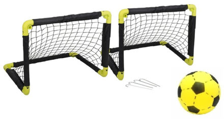 2x Opvouwbare voetbaldoelen 50 cm inclusief soft voetbal - Voetbaldoel Multikleur