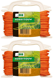 2x Oranje touw/draad 4 mm x 20 meter