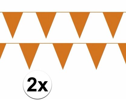 2x oranje vlaggenlijn / slinger 10 meter