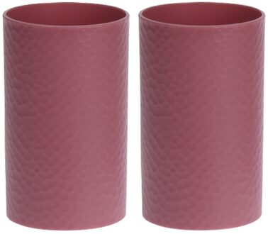 2x Oudroze badkamer/keuken bekers 11 cm - 300 ml - Badkameraccessoires - Drinkbeker