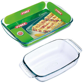 2x Ovenschaal/braadslede 1,2 en 3,7 liter - Ovenschalen Transparant