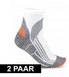 2x paar hardloop sportsokken voor volwassenen - in maat 43-46 - wit - 43/46