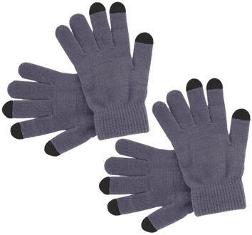 2x paar touchscreen smartphone handschoenen grijs voor volwassenen