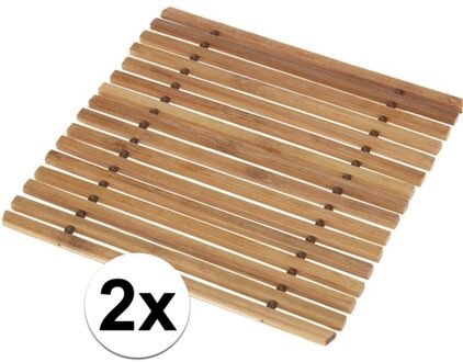 2x Pannen onderzetter bamboe 18 cm