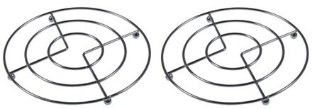 2x Pannen onderzetters chroom 17 cm - Metalen onderzetters voor pannen
