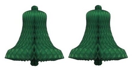 2x Papieren kerstklok 50 cm groen - Hangdecoratie