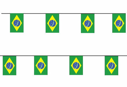 2x Papieren slinger Brazilie 4 meter - Braziliaanse vlag - Supporter feestartikelen - Landen decoratie/versiering