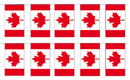 2x Papieren slinger Canada 4 meter - Canadese vlag - Supporter feestartikelen - Landen decoratie/versiering