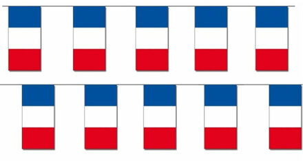 2x Papieren slinger Frankrijk 4 meter - Franse vlag - Supporter feestartikelen - Landen decoratie/versiering